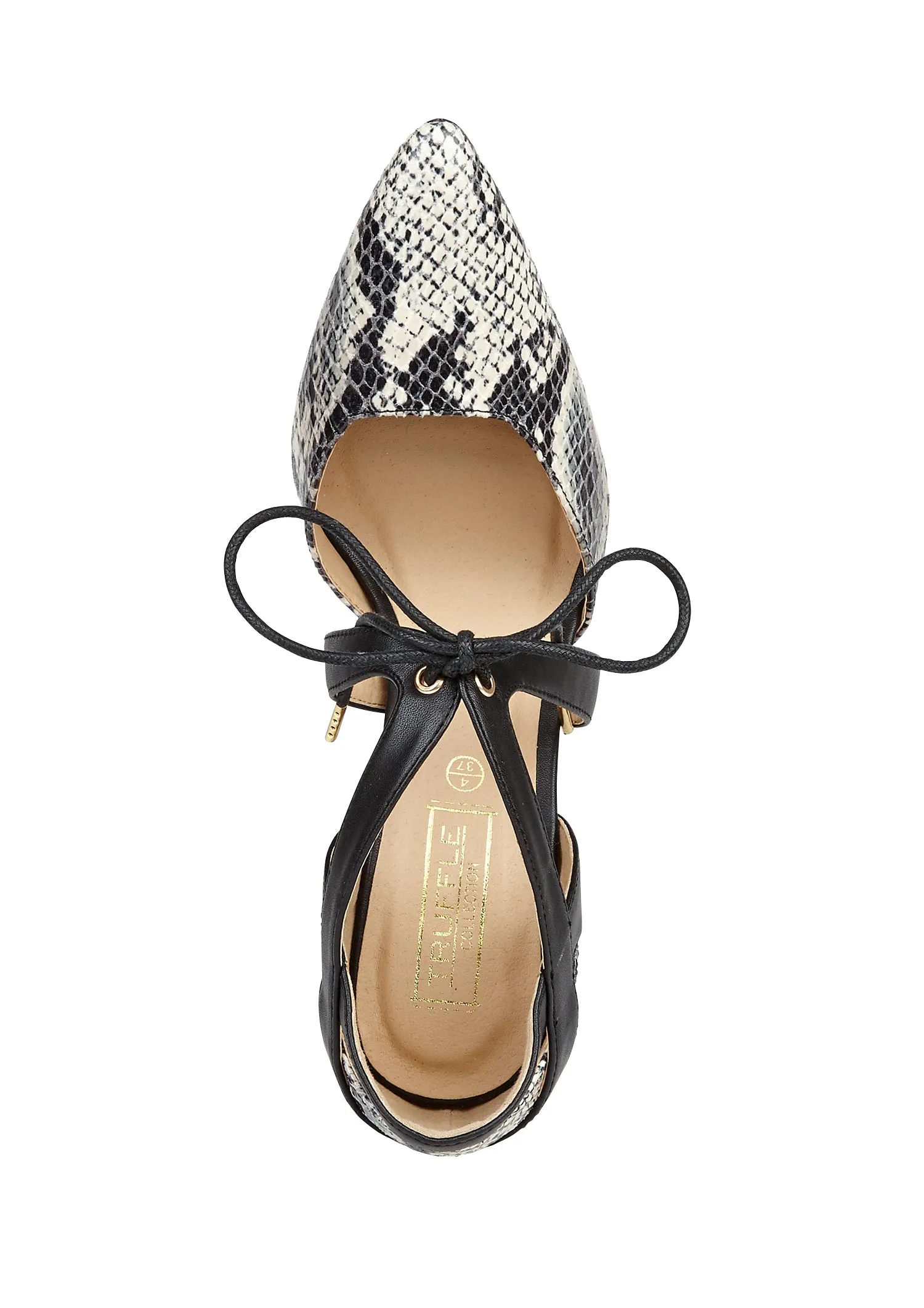 Beige Snake Pattern Flat Shoes