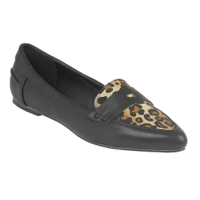 Black Leopard Flat Shoes