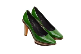 Celine - Green Patent Leather and Beige Platform Heel - IT 38