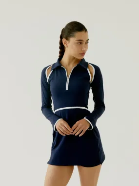 Emily Court Dress - Navy & White