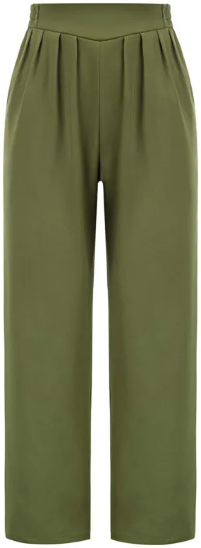 GRACE KARIN Women's Casual Work Cropped Pant Pocket High Waist Button Trouser Pants