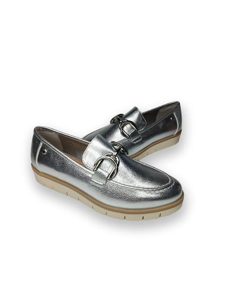 Ladies PATRIZIO COMO Slip On Silver Shoes With silver Buckle Menfi