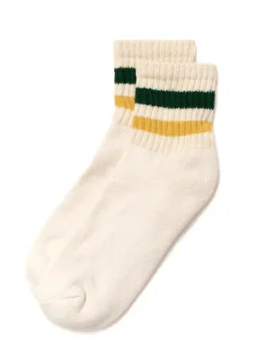 Retro Stripe Quarter Crew Sock- Hunter/Maize