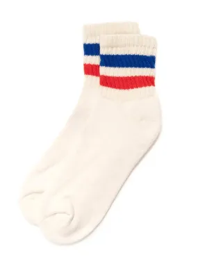 Retro Stripe Quarter Crew Sock- Royal/Red