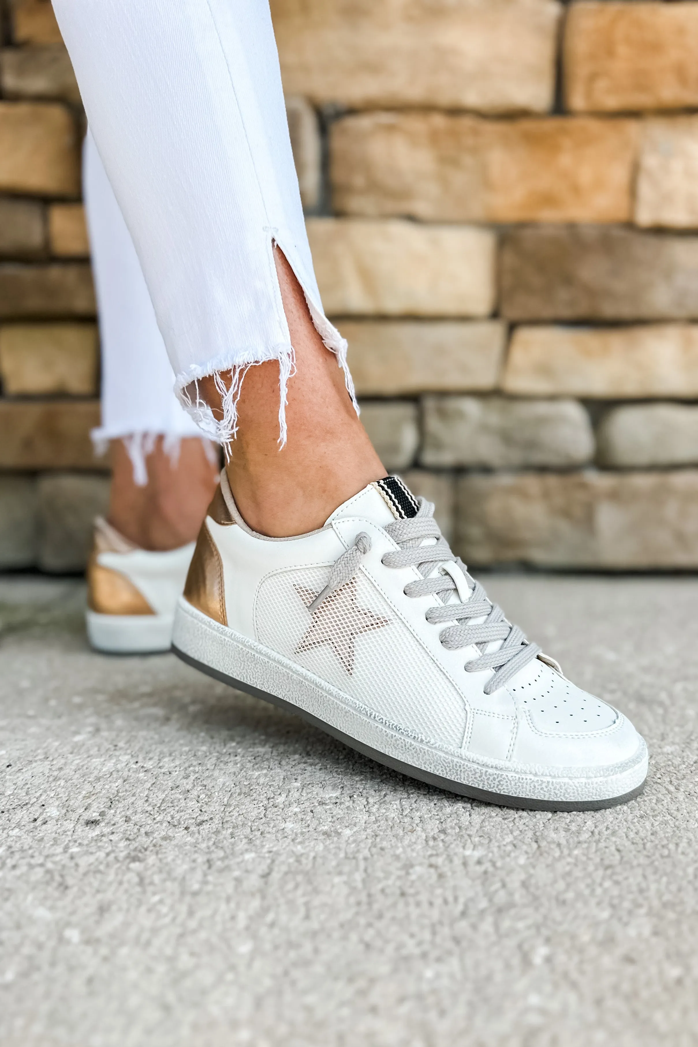 Shu Shop- Regina Tennis Shoe in Gold