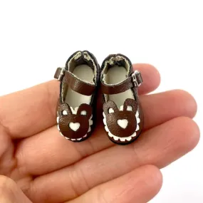 Tiny teddy bear doll shoes Mary Jane style 1/6 scale