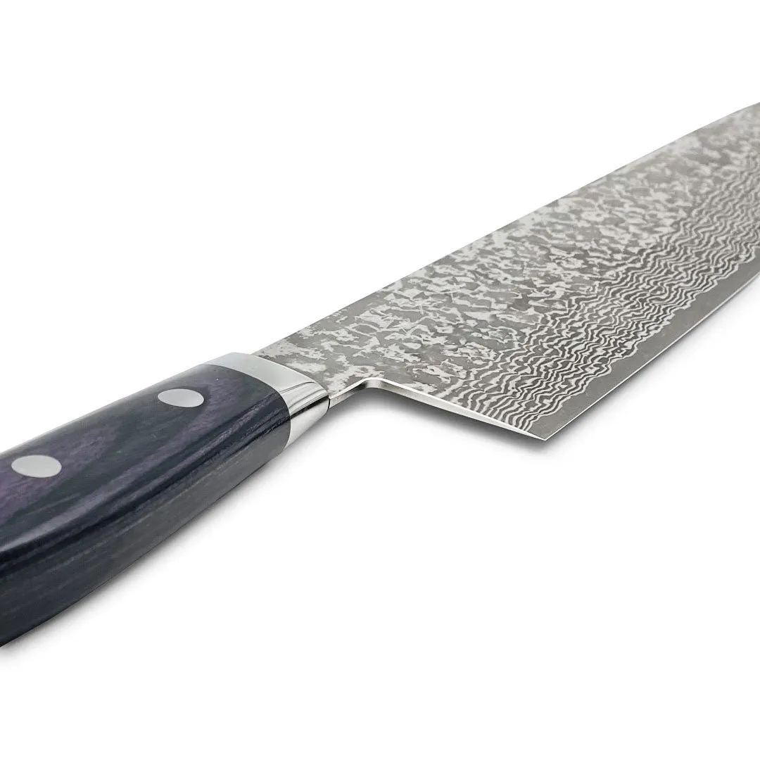 Yoshimi Kato VG-10 Nickel Damascus Gyuto 240mm (9.4") Dark Purple Handle